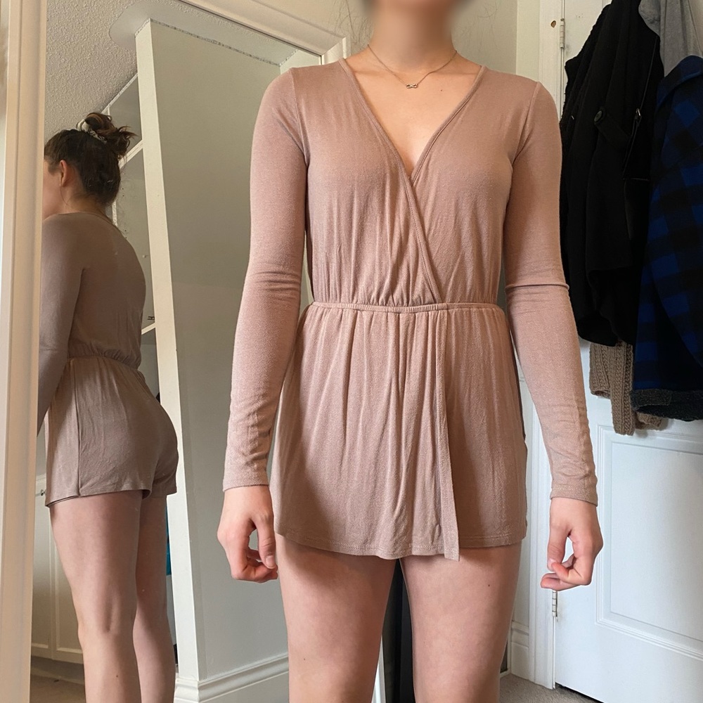 Nude long sleeve romper